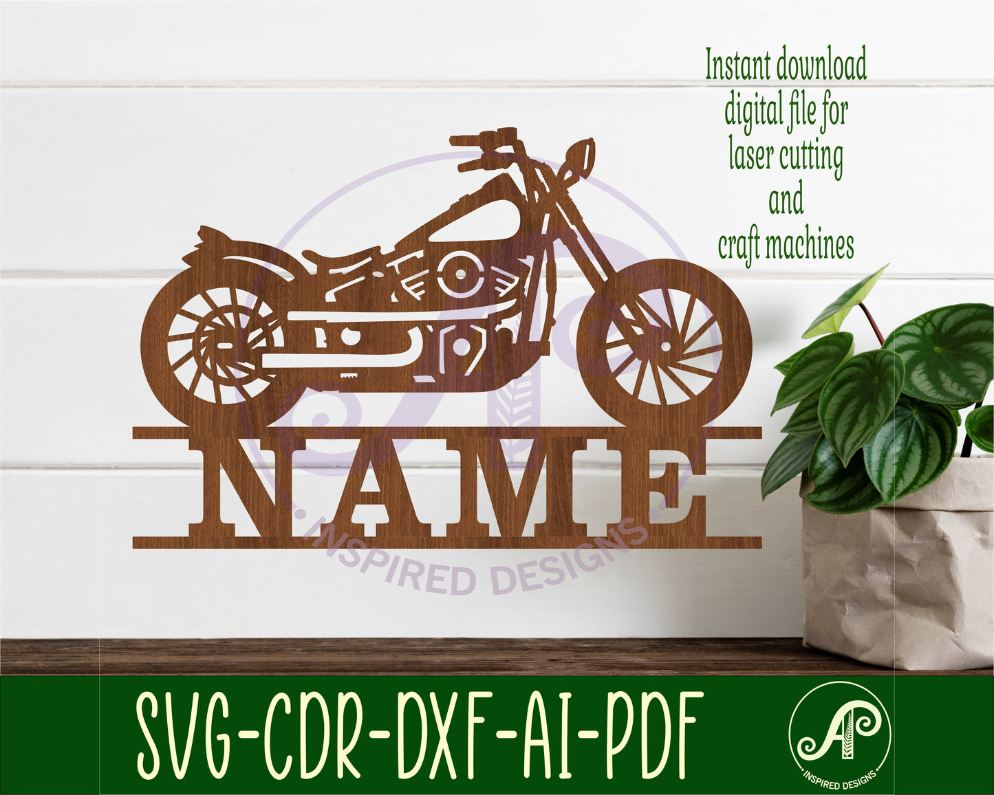 Motorcycle shape name sign SVG / DXF / AI / PDF / CDR