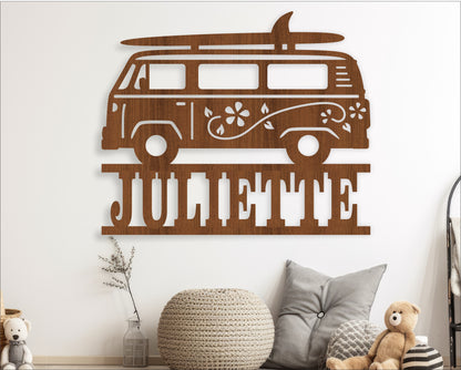 Surfer van name sign SVG / DXF / AI / PDF / CDR