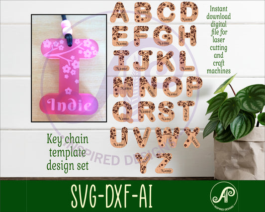 Cherry blossom letter tag designs SVG / DXF / AI