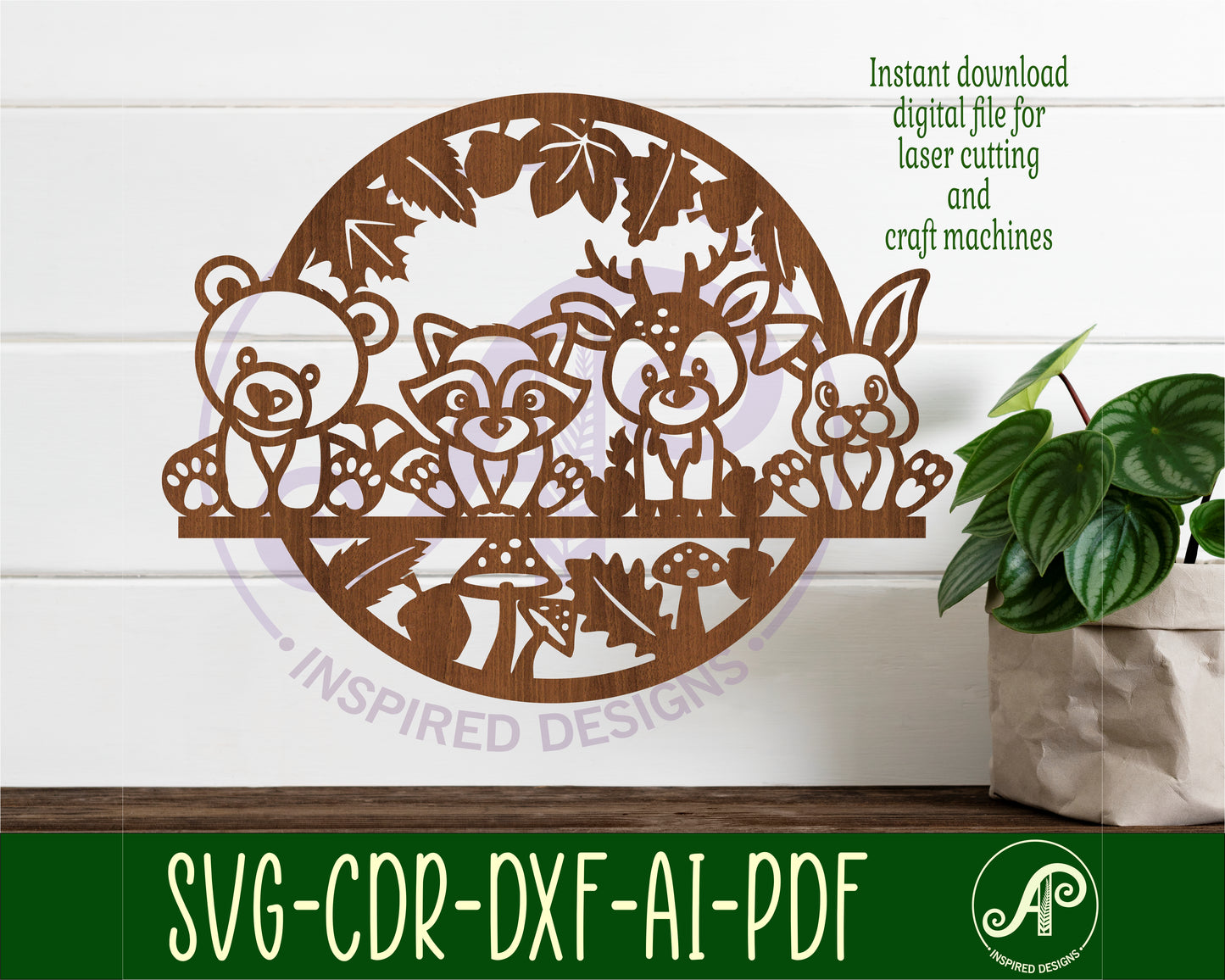 Cute woodland animal wall sign design SVG / DXF / AI / PDF / CDR