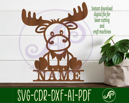 Moose shape name sign SVG / DXF / AI / PDF / CDR