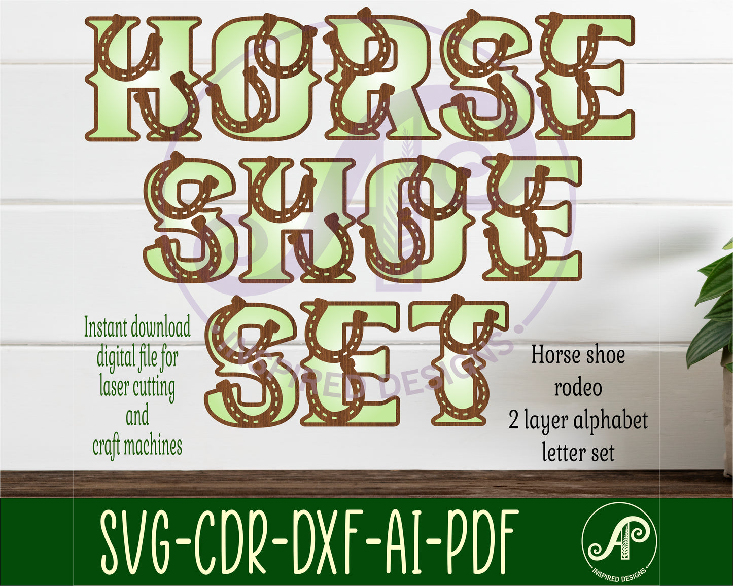 Horse shoe rodeo alphabet letter set. 26 letter options