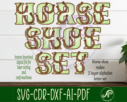 Horse shoe rodeo alphabet letter set. 26 letter options