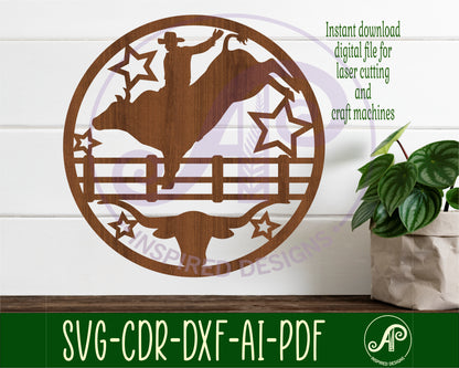 Bull rider wall sign design SVG / DXF / AI / PDF / CDR