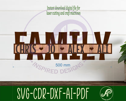 Family word shape name sign SVG / DXF / AI / PDF / CDR