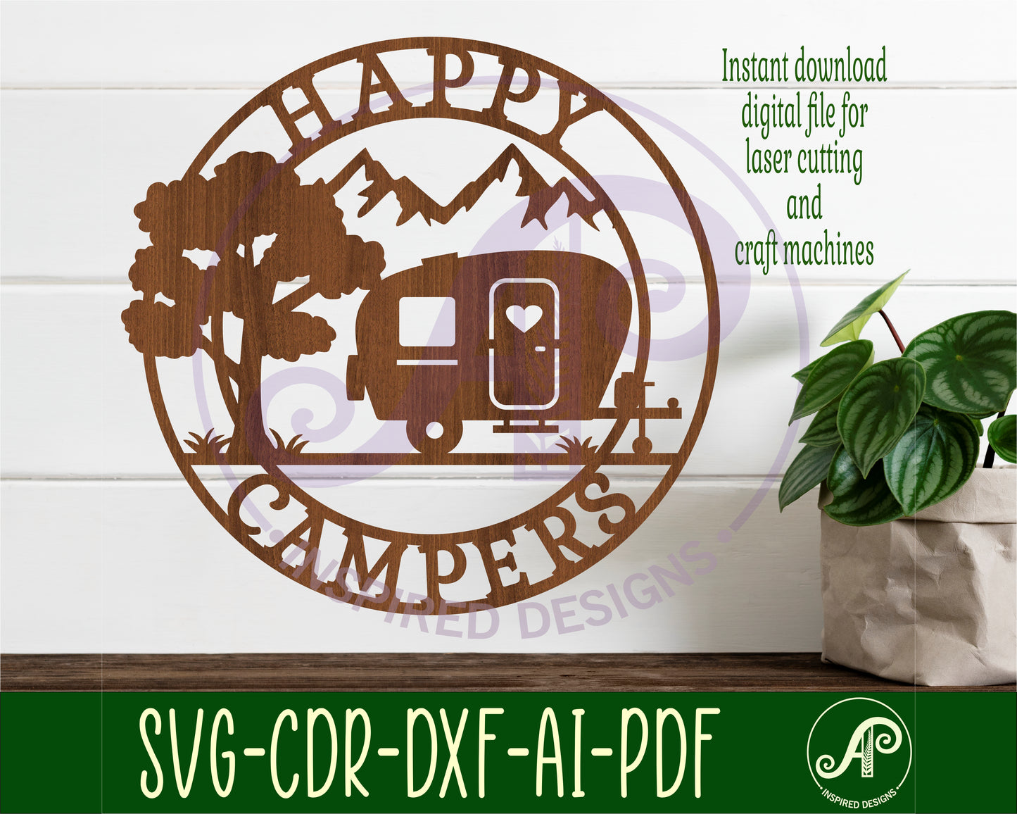 Happy campers wall sign design SVG / DXF / AI / PDF / CDR