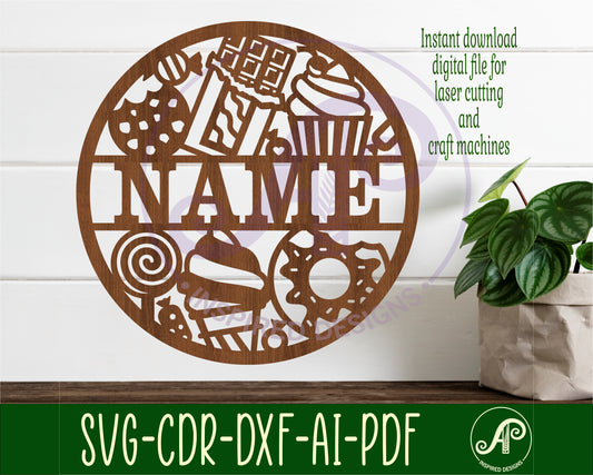 Sweets name wall sign. SVG / DXF / AI / PDF / CDR