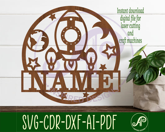 Rocket name wall sign. SVG / DXF / AI / PDF / CDR