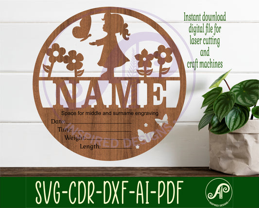 Little girl baby stats, Birth plaque, Newborn baby name sign