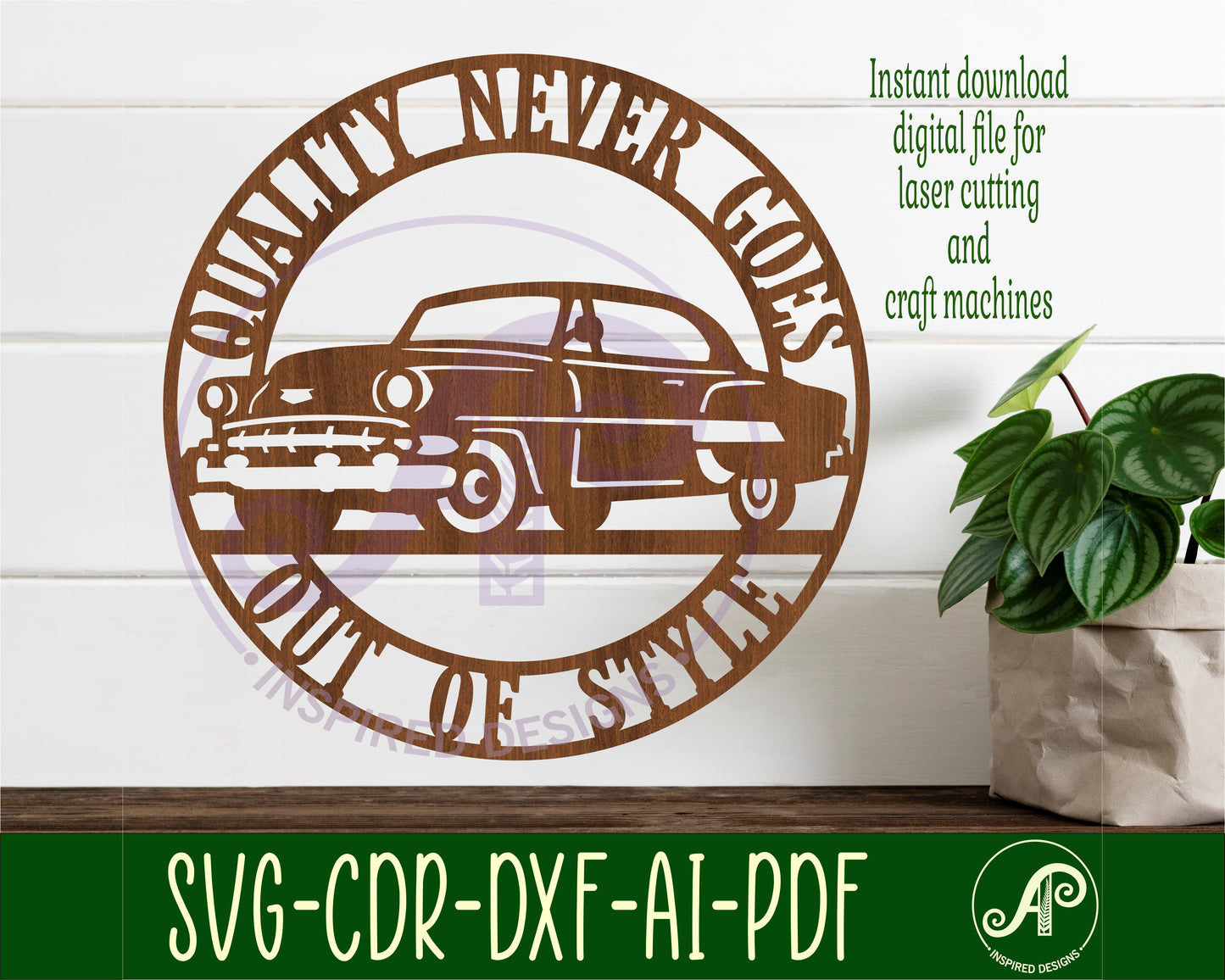 Classic car C 54 wall sign design SVG / DXF / AI / PDF / CDR