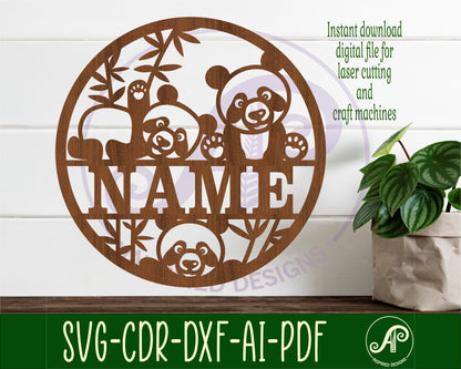 Pandas name wall sign. SVG / DXF / AI / PDF / CDR