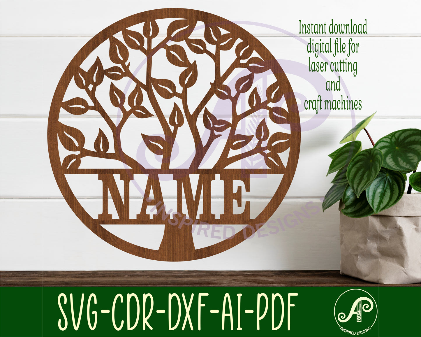 Tree name wall sign. SVG / DXF / AI / PDF / CDR