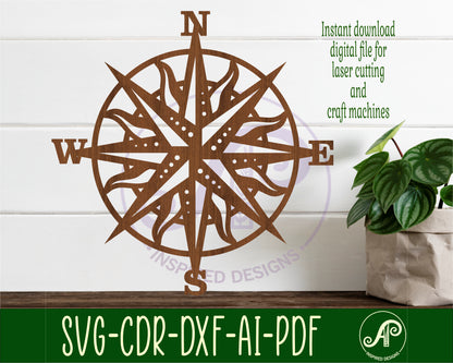 sun style compass wall sign design SVG / DXF / AI / PDF / CDR