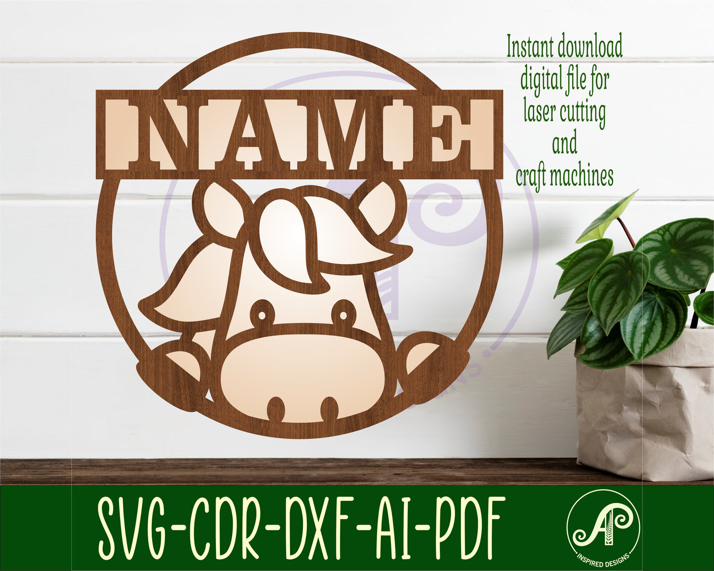 Horse single name wall sign. SVG / DXF / AI / PDF / CDR