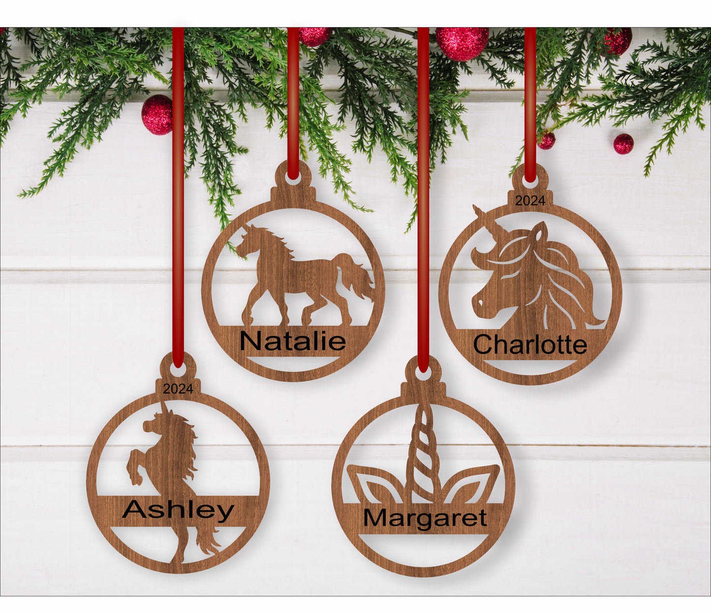 Unicorns Christmas Ornaments SVG laser cut files