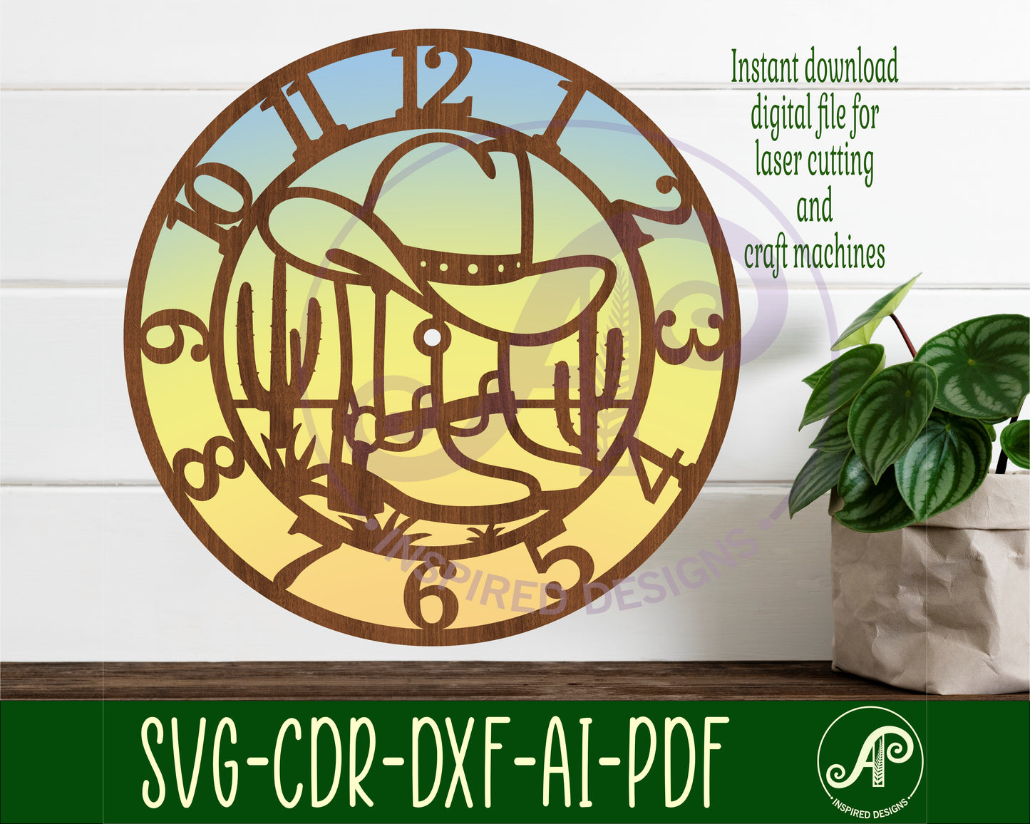 Cowboy rodeo wall clock template designs