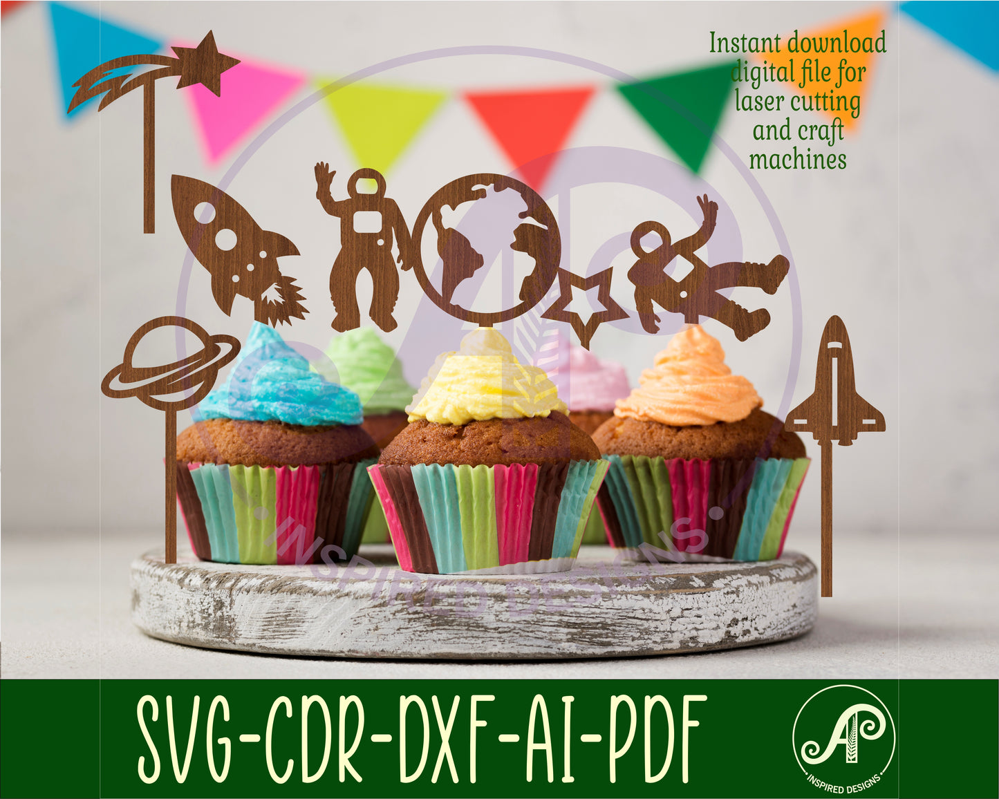 Space cupcake topper design SVG / DXF / AI / PDF / CDR