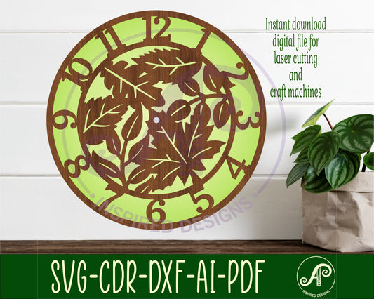 Leaves wall clock template designs