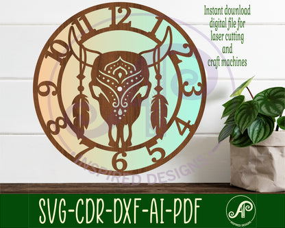 Cow skull wall clock template designs