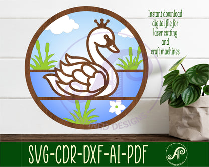 Swan layered wall sign design SVG / DXF / AI / PDF / CDR