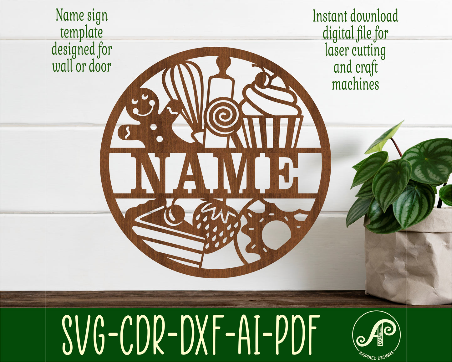 Baking name wall sign. SVG / DXF / AI / PDF / CDR