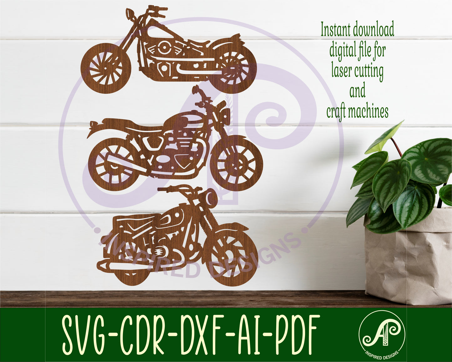 Motorbikes designs, 3 silhouette shapes