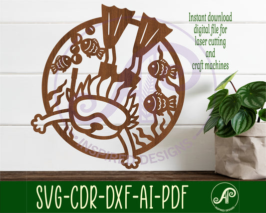 Snorkeling boy wall sign design SVG / DXF / AI / PDF / CDR