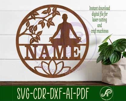 Yoga male  name wall sign. SVG / DXF / AI / PDF / CDR