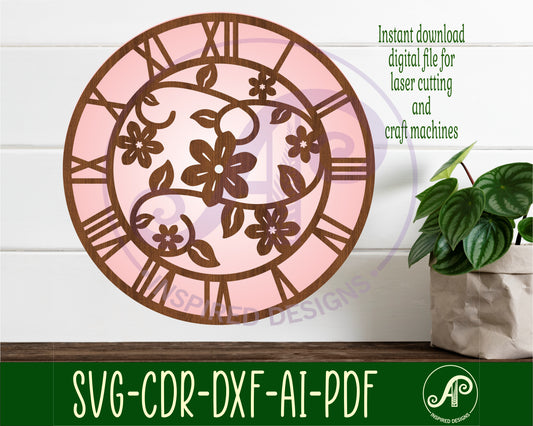 Vines floral wall clock template designs