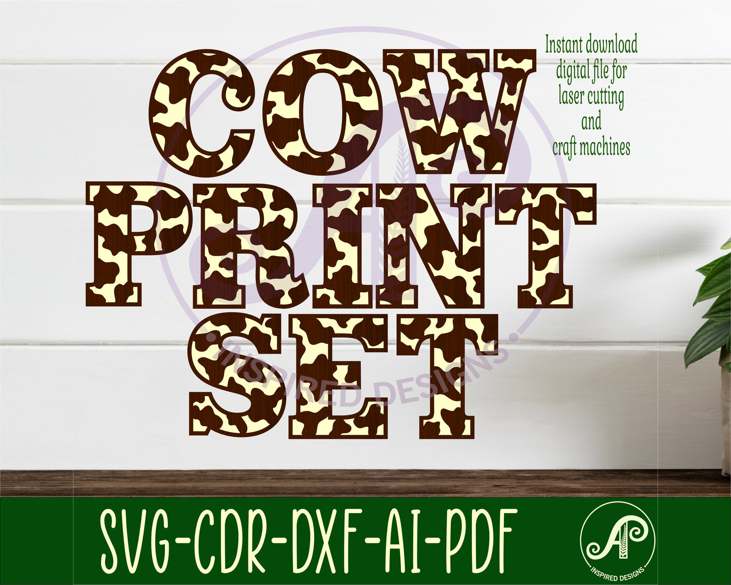 Cow print alphabet letter set. 37 letter options