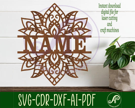 Lotus flower design shape name sign SVG / DXF / AI / PDF / CDR