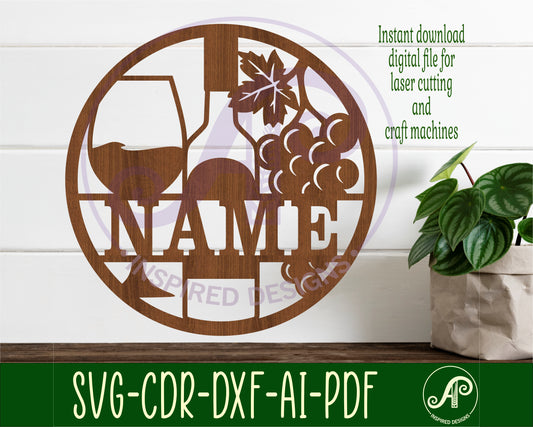 Wine name wall sign. SVG / DXF / AI / PDF / CDR