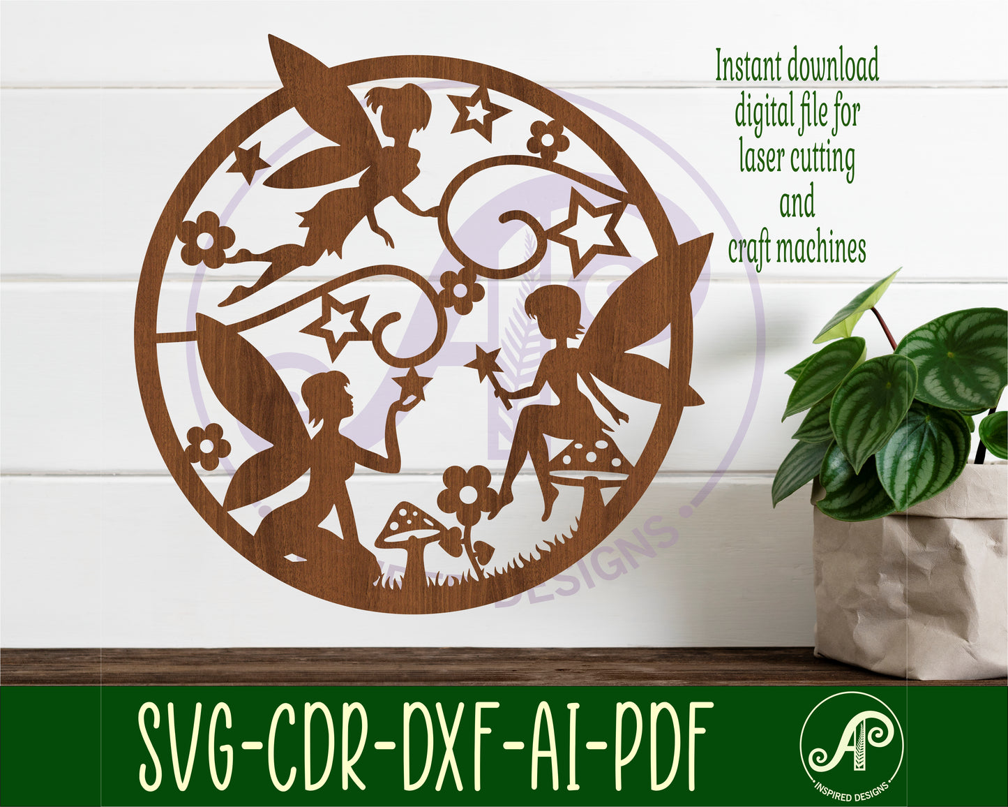 Fairies wall sign design SVG / DXF / AI / PDF / CDR