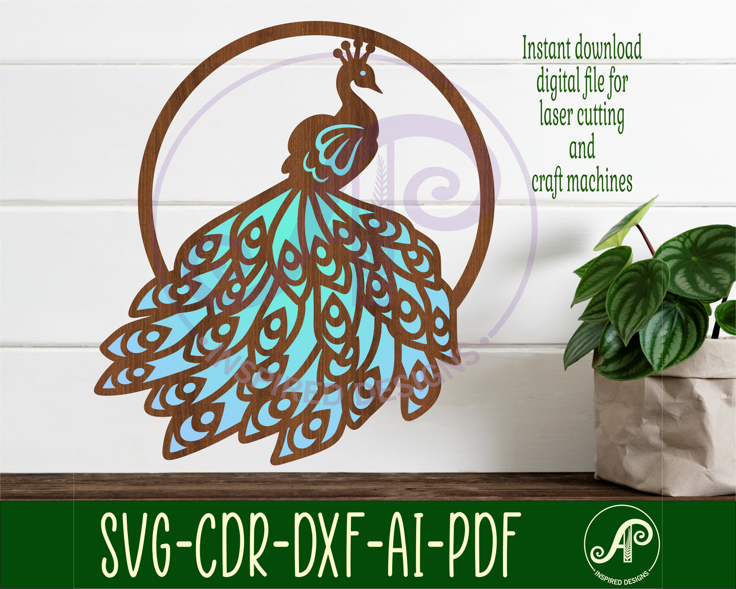 Peacock wall sign design SVG / DXF / AI / PDF / CDR