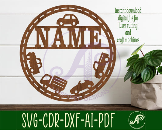 Cars name wall sign. SVG / DXF / AI / PDF / CDR