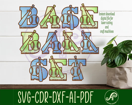 Baseball / Softball alphabet letter set. 26 letter options