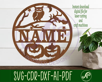 Jack O lantern halloween name wall sign. SVG / DXF / AI / PDF / CDR