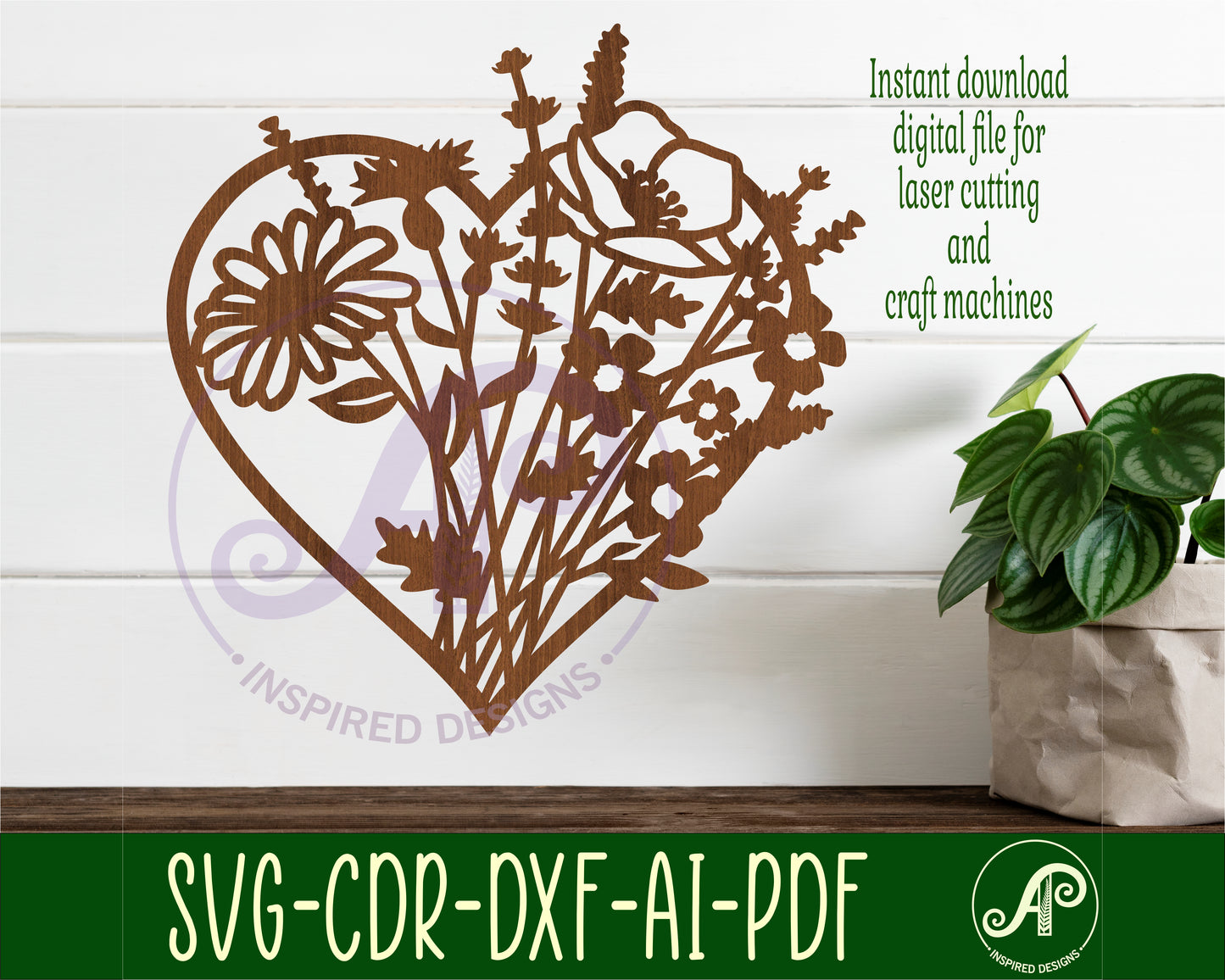 Wild flowers wall sign design SVG / DXF / AI / PDF / CDR