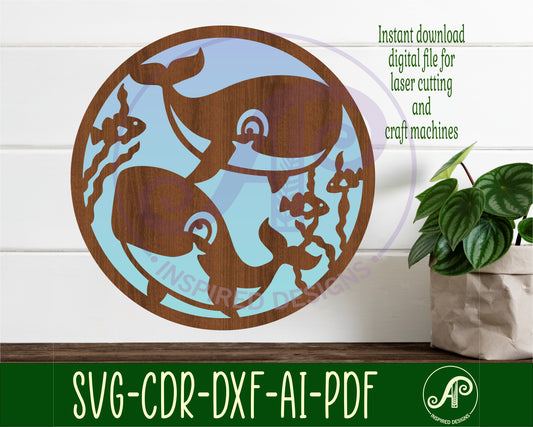 Cute whale wall sign design SVG / DXF / AI / PDF / CDR