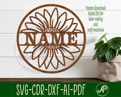 Real daisy name wall sign. SVG / DXF / AI / PDF / CDR