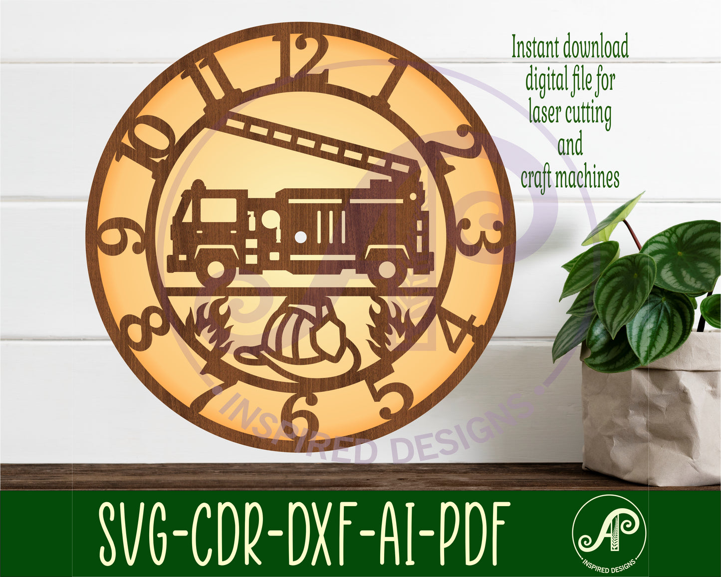 Fire truck clock template design