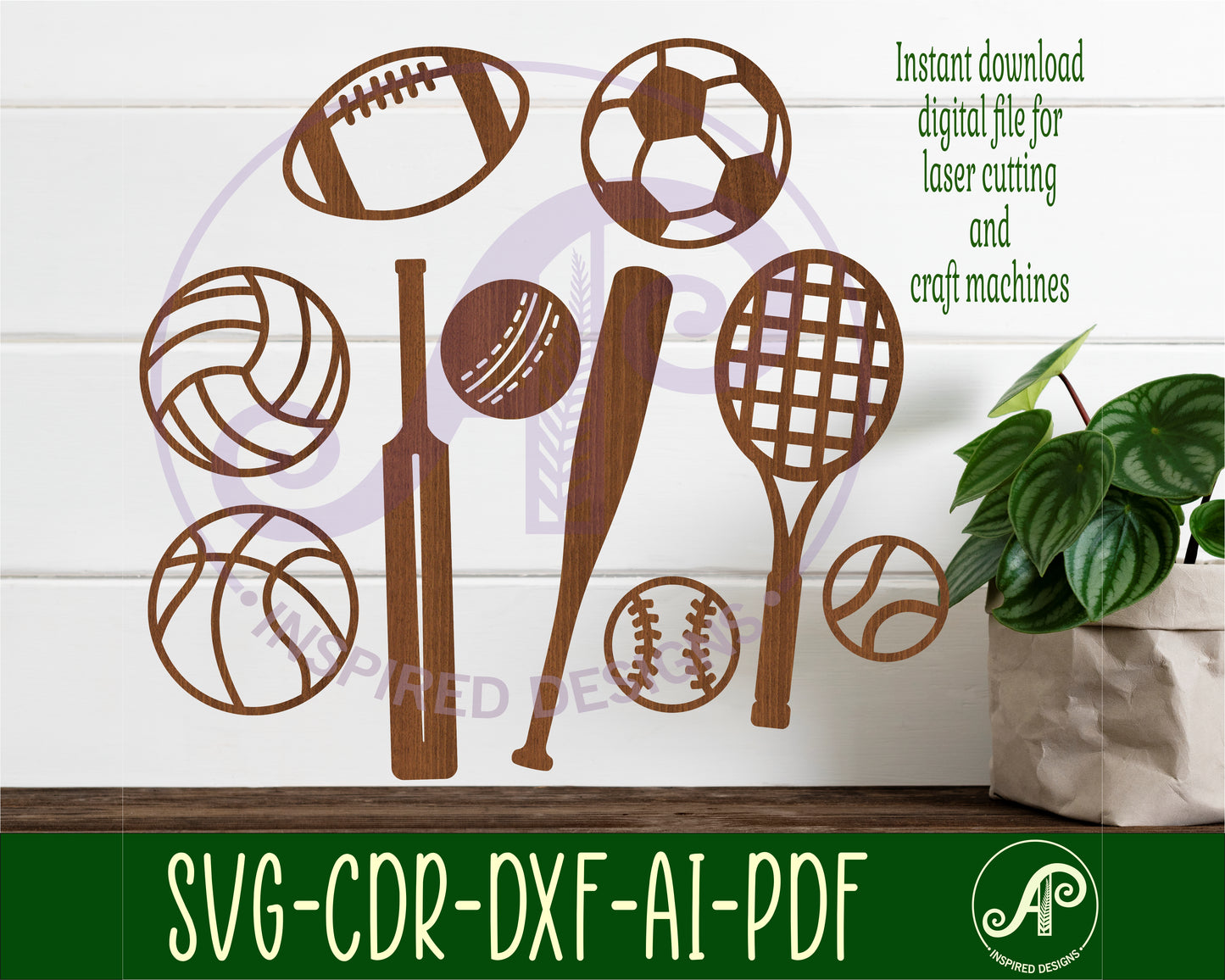 Sports balls designs, 8 silhouette shapes