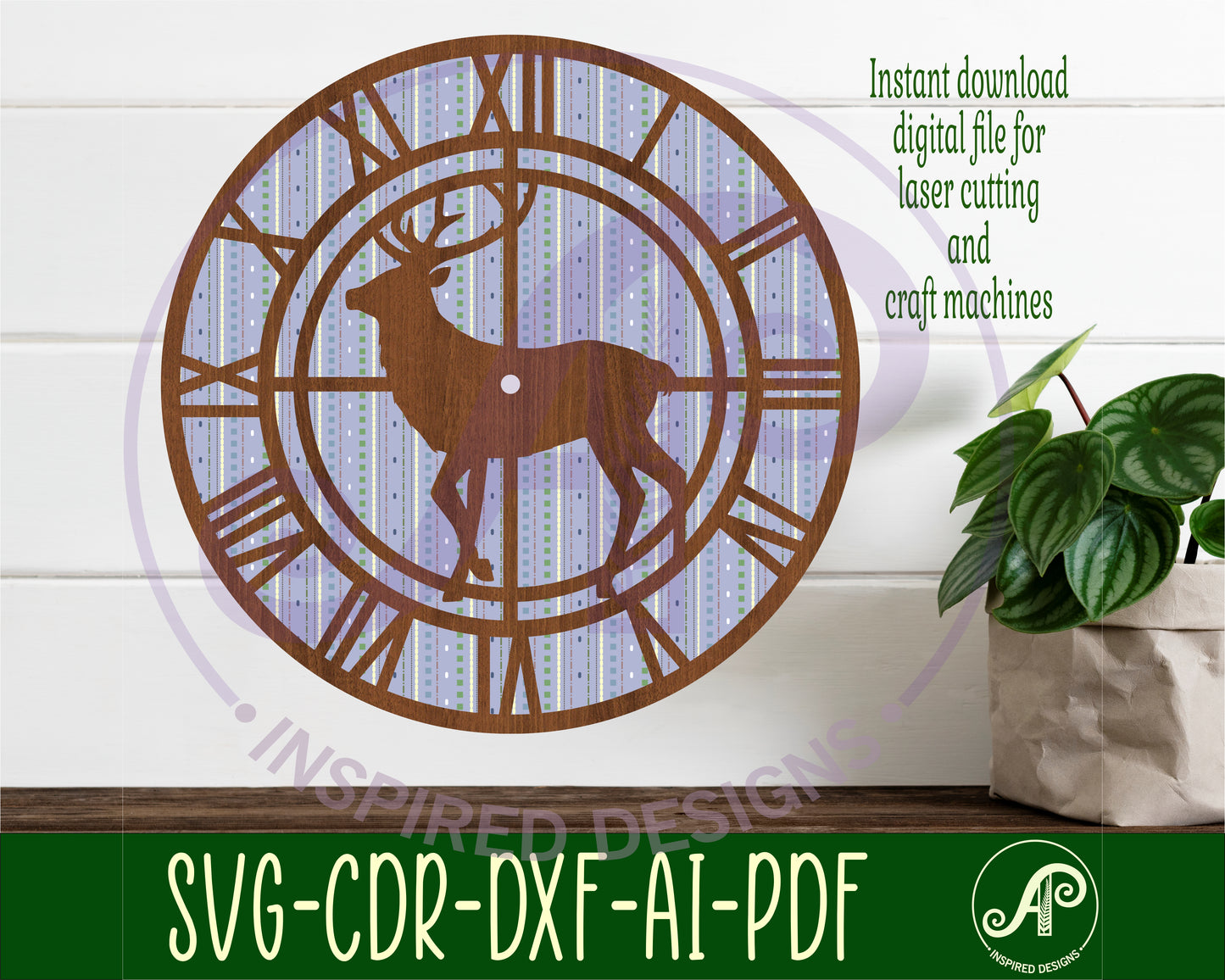 Hunting stag clock template design