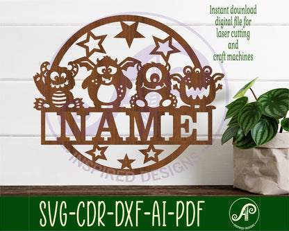 Monsters name wall sign. SVG / DXF / AI / PDF / CDR