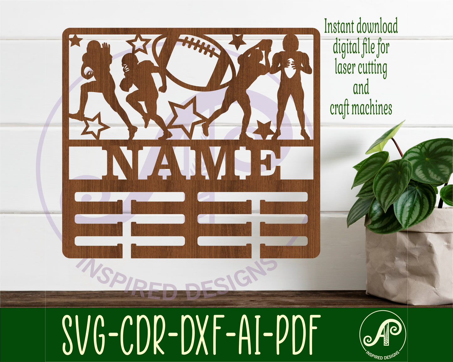 American football medal holder sign SVG / DXF / AI / PDF / CDR