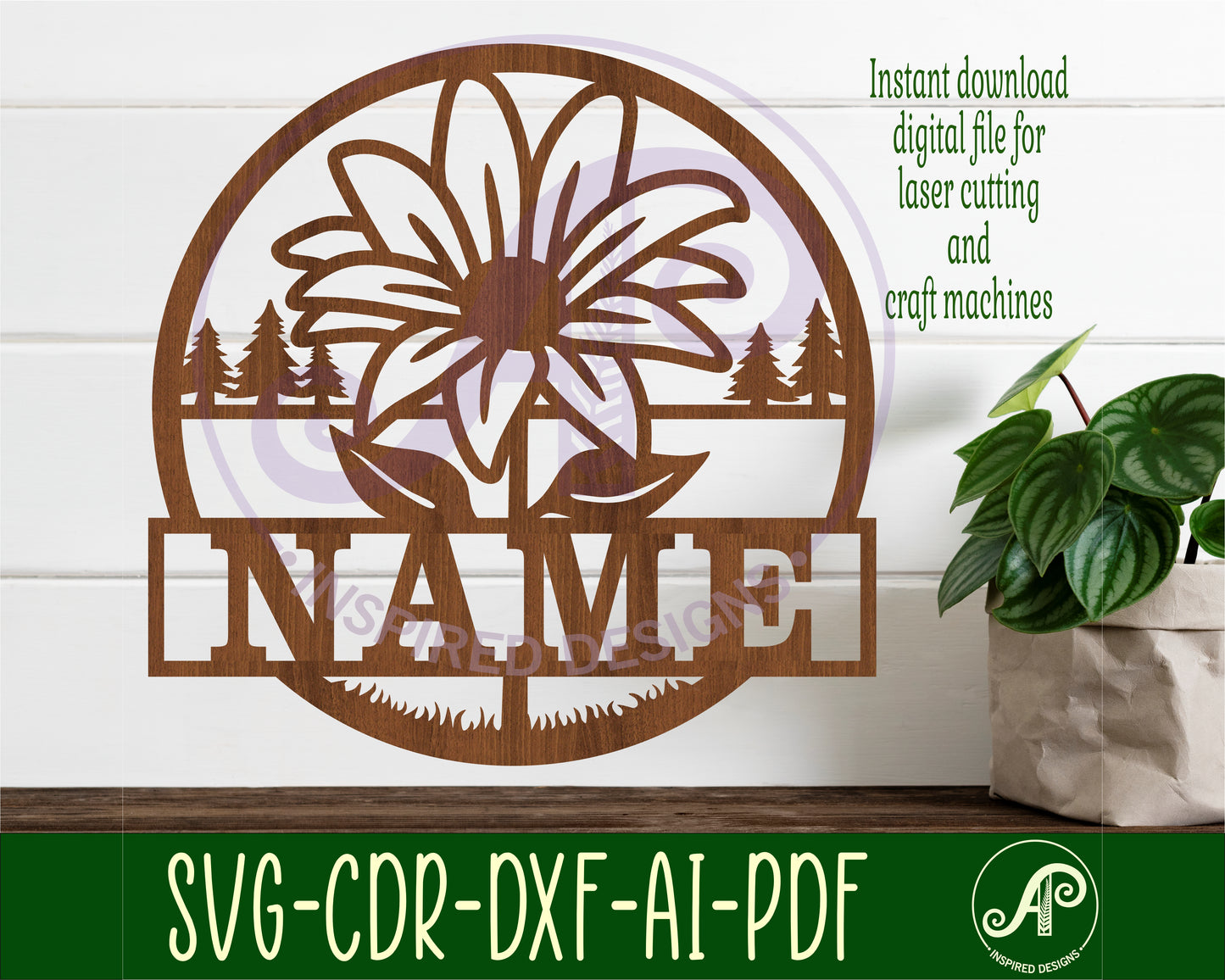 Flower name wall sign. SVG / DXF / AI / PDF / CDR