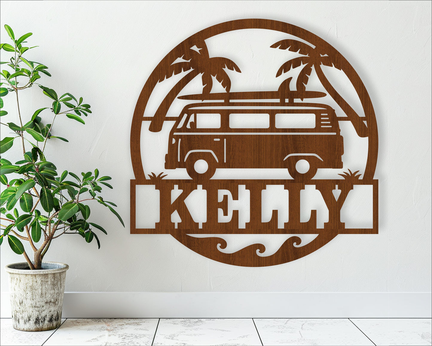 Beach van name wall sign. SVG / DXF / AI / PDF / CDR