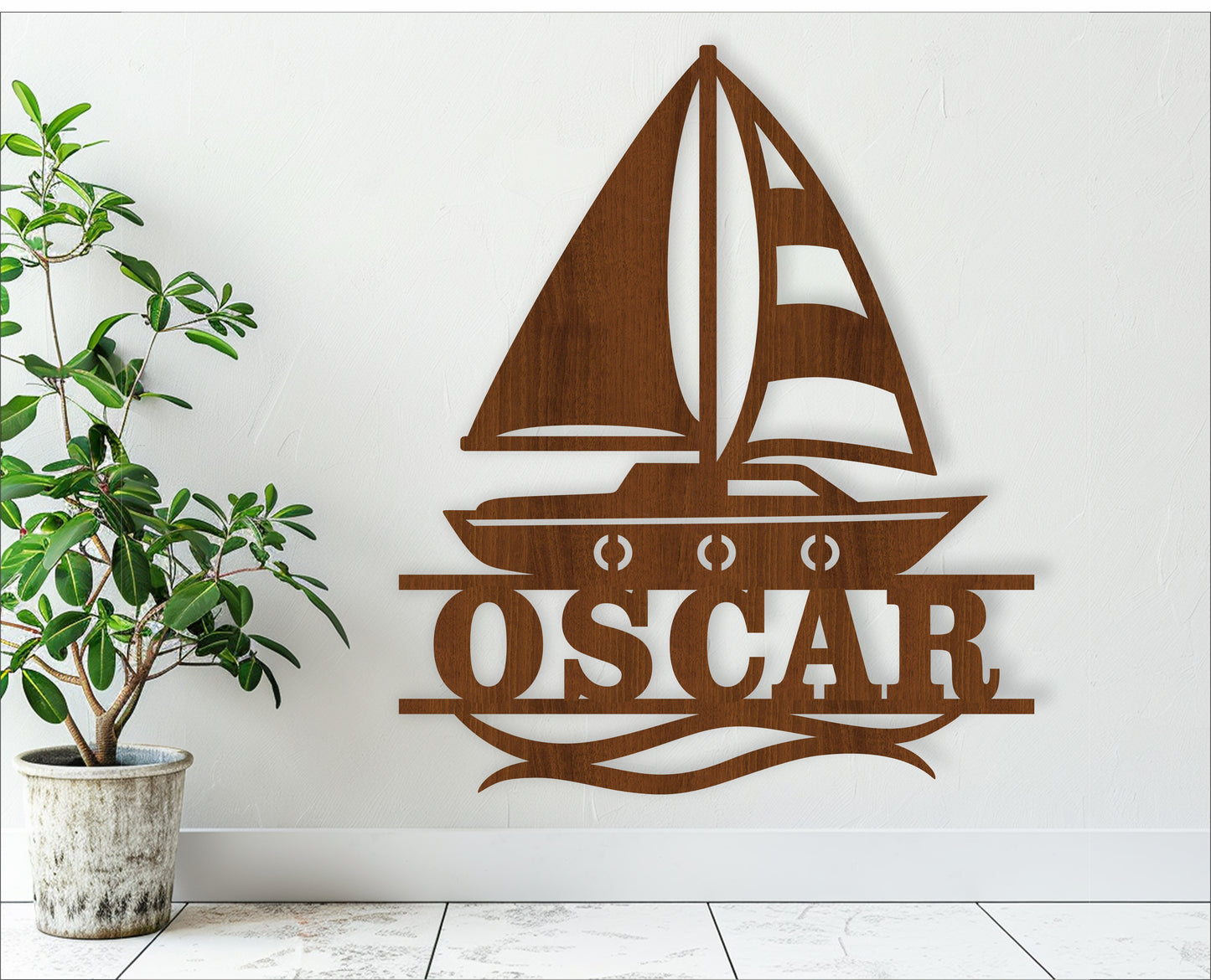 Sailing boat name sign SVG / DXF / AI / PDF / CDR