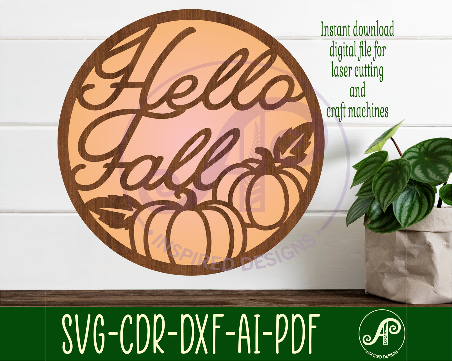 Hello fall wall sign design SVG / DXF / AI / PDF / CDR