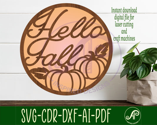 Hello fall wall sign design SVG / DXF / AI / PDF / CDR